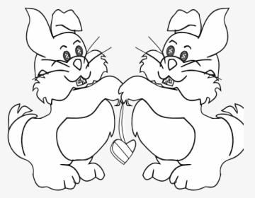 Conejillos Rabbit Black White Line Art 555px - Cartoon, HD Png Download, Transparent PNG