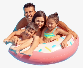 Happy Family With Inflatable Ring Relaxing In Swimming, HD Png Download, Transparent PNG