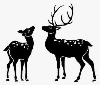 Baby Deer Silhouette Png - Deer With Baby Silhouette, Transparent Png, Transparent PNG