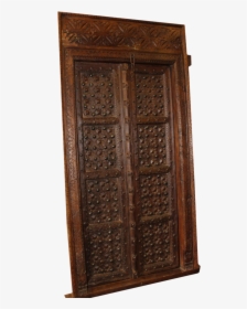 Antique Indian Carved Wooden Door With Metal Fittings - Indian Carved Wood Doors, HD Png Download, Transparent PNG
