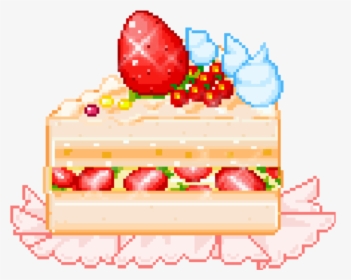 Kawaii Food Cake Pixelated Cute Foodkawaii - Pixel Strawberry Cake Png, Transparent Png, Transparent PNG