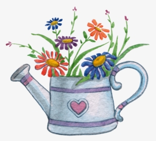Watercolor Painting Photography Clip - Pink Floral Watering Can Clipart, HD Png Download, Transparent PNG