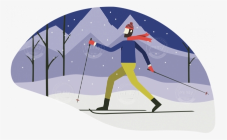 Cross-country Skiing - Cross Country Skiing Illustration, HD Png Download, Transparent PNG