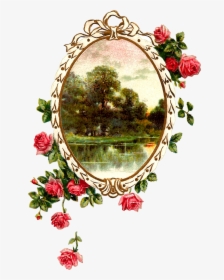 Free Digital Printable Label And Pink Rose Flower Frame - Round Flower Frame Hd, HD Png Download, Transparent PNG