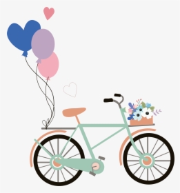Bicycle Vector Wedding - Bicycle With Balloon Png, Transparent Png, Transparent PNG