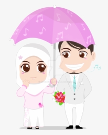 Banner Freeuse Download Hijab Vector Couple - Cartoon, HD Png Download, Transparent PNG