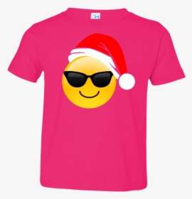 Emoji Christmas Shirt Cool Sunglasses Santa Hat Family - Shirt, HD Png Download, Transparent PNG
