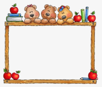 Picture School Apple Frame Bear Education Border Clipart - กรอบ รูป การ์ตูน น่า รัก ๆ, HD Png Download, Transparent PNG
