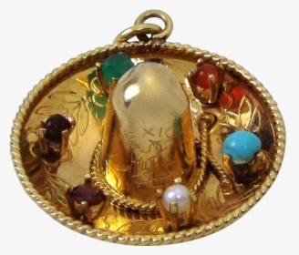 Large Vintage 14k Gold 3d Jeweled Mexican Sombrero - Locket, HD Png Download, Transparent PNG