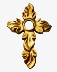 Golden Cross Fire Style With Center Hole - Transparent Background Golden Cross Png, Png Download, Transparent PNG