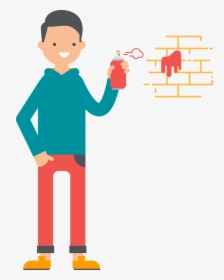 Cartoon Illustration Of A Man Holding A Can Of Spray - Drawing, HD Png Download, Transparent PNG