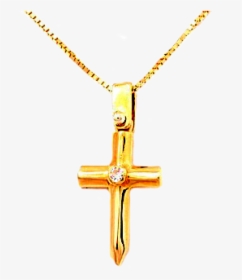 18ct Yellow Gold Cross With Diamond Set - Cross, HD Png Download, Transparent PNG