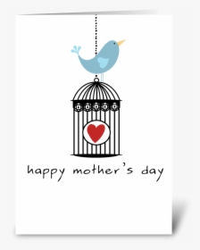Mother S Day Birdcage With Heart Greeting Card - Graphic Design, HD Png Download, Transparent PNG
