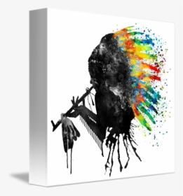 Indian Silhouette With Colorful Headdress - Indians Black And White Art, HD Png Download, Transparent PNG
