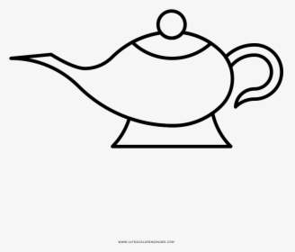 Genie Lamp Coloring Page - Aladdin Genie Lamp Outline, HD Png Download, Transparent PNG