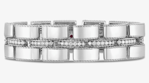Roberto Coin Wide Retro Link Bracelet With Diamond - Platinum, HD Png Download, Transparent PNG