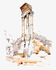 Watercolor Painting Architectural Drawing Urban Sketchers - Watercolour Paintings Of Rome, HD Png Download, Transparent PNG