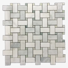 Pearl White Basketweave With Ming Green Dot Mosaic - Tile, HD Png Download, Transparent PNG