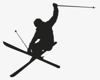 Skiing Clip Art Silhouette Wall Decal - Black And White Skier, HD Png Download, Transparent PNG