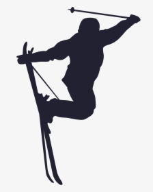 Silhouette Skiing Ski Jumping Sport - Clip Art Skier Silhouette, HD Png Download, Transparent PNG
