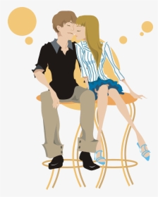 Kiss Clip Art - Clipart Men And Women Sitting, HD Png Download, Transparent PNG