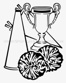Freeuse Cheerleading Clipart Black And White - Cheerleader Flag Clip Art, HD Png Download, Transparent PNG