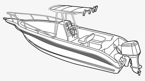 Drawn Yacht Speed Boat - Boat Coloring Page, HD Png Download