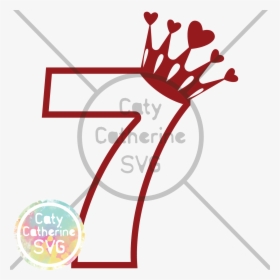 7 Seven Years Old Birthday Heart Crown Princess Svg - Number 4 With Crown Heart, HD Png Download, Transparent PNG