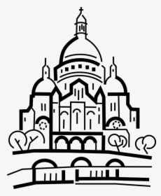 Vector Illustration Of Montmatre Sacré-cœur Basilica - Sacre Coeur Line Drawing, HD Png Download, Transparent PNG