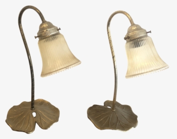 Brass Art Deco Style Lily Pad Table Lamps A Pair 3412 - Lamp, HD Png Download, Transparent PNG
