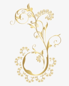 Floral Element Clip Art - Gold Floral Png, Transparent Png, Transparent PNG
