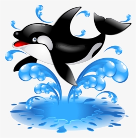 Killer Whale Png - Cartoon Dolphin Jumping Png, Transparent Png, Transparent PNG