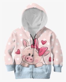 Gearhuman 3d Cute Pig With Sweet Heart Kid Custom Hoodies - Hoodie, HD Png Download, Transparent PNG