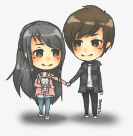 Couple Tumblr Png - Chibi Cute Anime Couple Drawings, Transparent Png, Transparent PNG