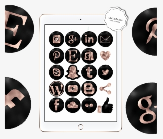 Rose Gold And Black Social Media Icons Example Image - Social Media Icons Black Rose, HD Png Download, Transparent PNG