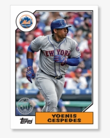 Yoenis Cespedes 2017 Topps Baseball Series 1 1987 Topps - Logos And Uniforms Of The New York Mets, HD Png Download, Transparent PNG