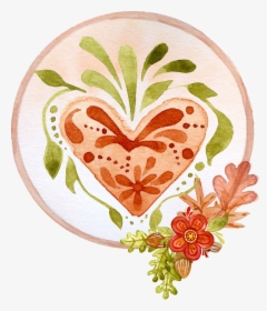 Floral, Heart, Tag, Fall, Watercolor, Greeting, Card - Ideas For Diary Decoration Inside, HD Png Download, Transparent PNG