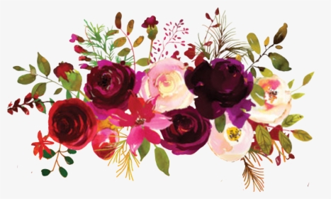 Transparent Fall Flowers Png - Burgundy Watercolor Flowers Free, Png Download, Transparent PNG