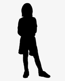 Little Girl In Shorts Standing - Kid Silhouette Png, Transparent Png, Transparent PNG