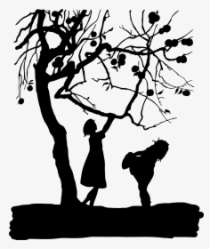 Silhouette Tree Branch Apple, HD Png Download, Transparent PNG