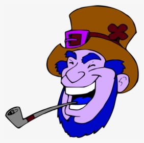 Laughing Man While Smoking Pipe Vector Clip Art - Laughing Leprechaun, HD Png Download, Transparent PNG