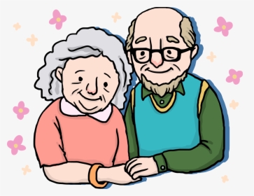 Couple Old Age Drawing Cartoon - Old Couple Cartoon, HD Png Download, Transparent PNG