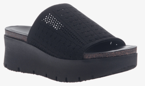 Gravity In Black Wedge Sandals - Slipper, HD Png Download, Transparent PNG