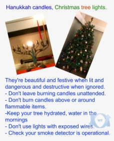Hanukkah Candles, Christmas Tree Lights Festive Dangers - Christmas Tree, HD Png Download, Transparent PNG