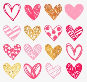 #hearts #doodle #overlay #pink #gold #love #freetoedit - Black And White Hearts Clipart, HD Png Download, Transparent PNG