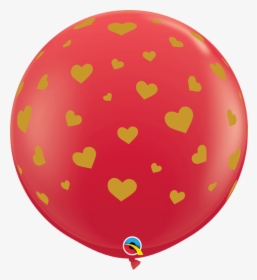 36 Q Random Hearts A-round Red With Gold - Red Round Balloon Png, Transparent Png, Transparent PNG