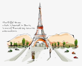Transparent Eifel Tower Png - Vector Painting Landscape, Png Download, Transparent PNG