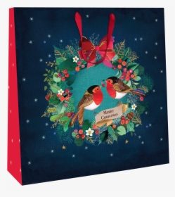 Large Robins In Wreath 35cm X 35cm Christmas Gift Bag - Greeting Card, HD Png Download, Transparent PNG