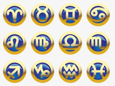 Golden Blue Zodiac Signs Png Clipart Image - Signs Zodiac Symbols Png, Transparent Png, Transparent PNG
