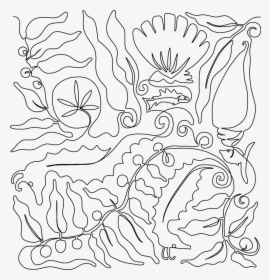 Seahorse Shells And Kelp - Line Art, HD Png Download, Transparent PNG